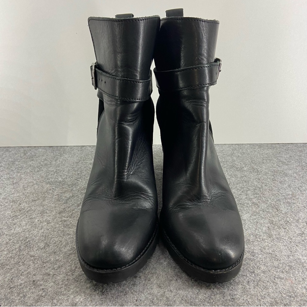 Lavorazione Artigiana Italy Super Soft Black Leather Suede Wrap Ankle BootsSize7 - Picture 3 of 13